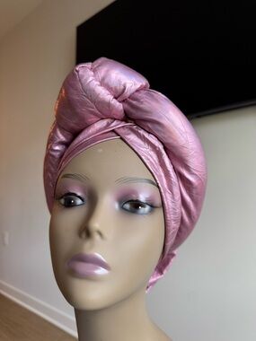 Satin Puffer Pink Turban Headwrap